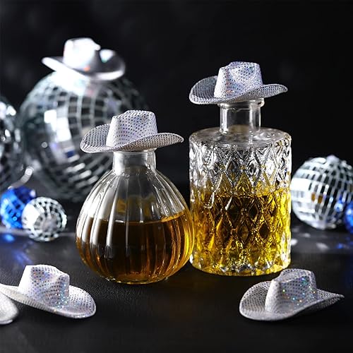 Miniatura 5 de Sotiff Mini sombrero de vaquero de discoteca con luz holográfica espacial para decoración de fiesta de muñeca de fiesta, 12 unidades