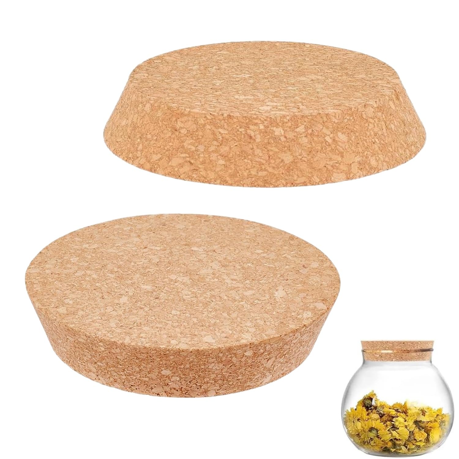 LiJuanWang 2 Pack Large Cork Stoppers,Tapered Wood Bottle Stopper 9.3-10cm Natural Corks for Canning Jars Wide Mouth Bottles Wedding Favors Kitchen Use,for Kitchen Wedding Favor Canning