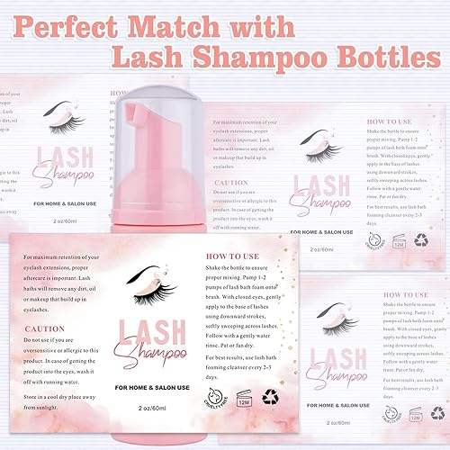 Miniatura 3 de 50 etiquetas adhesivas para champú de pestañas para botella, calcomanías de extensión de pestañas para bomba de espuma, botellas, pestañas de baño,