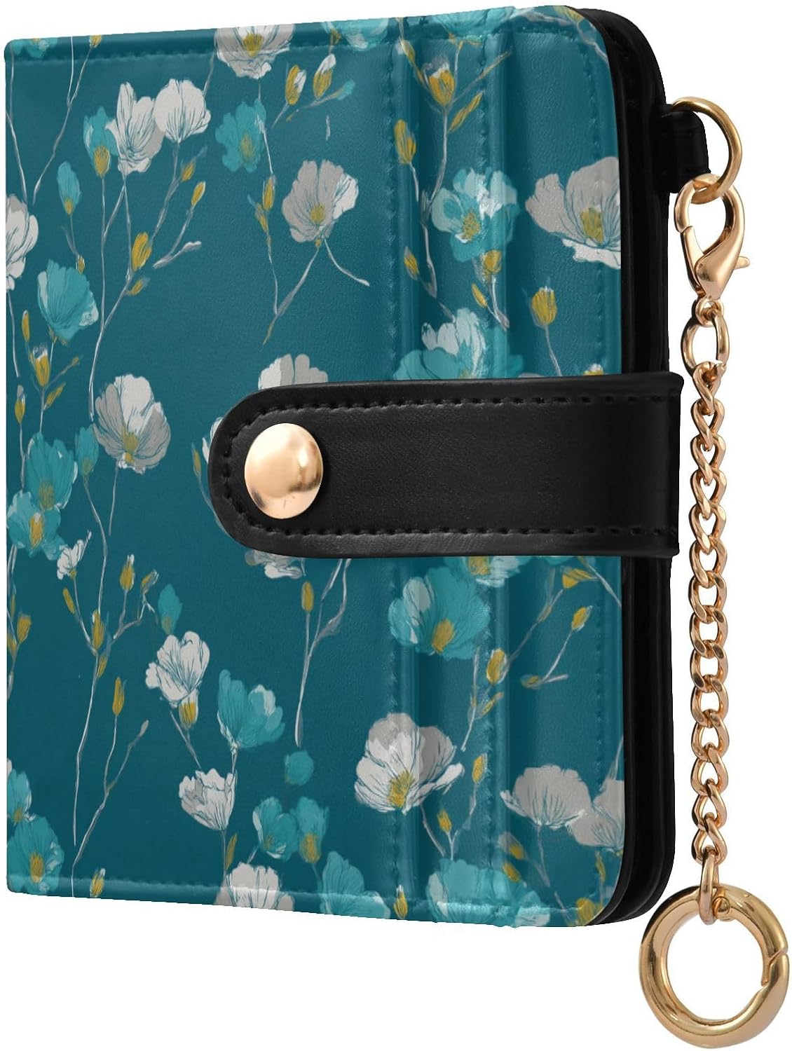 Ladies Premium Foldable Wallet Flower Graphite Teal Unique Premium PU Leather Wallet for Women Boys Girls