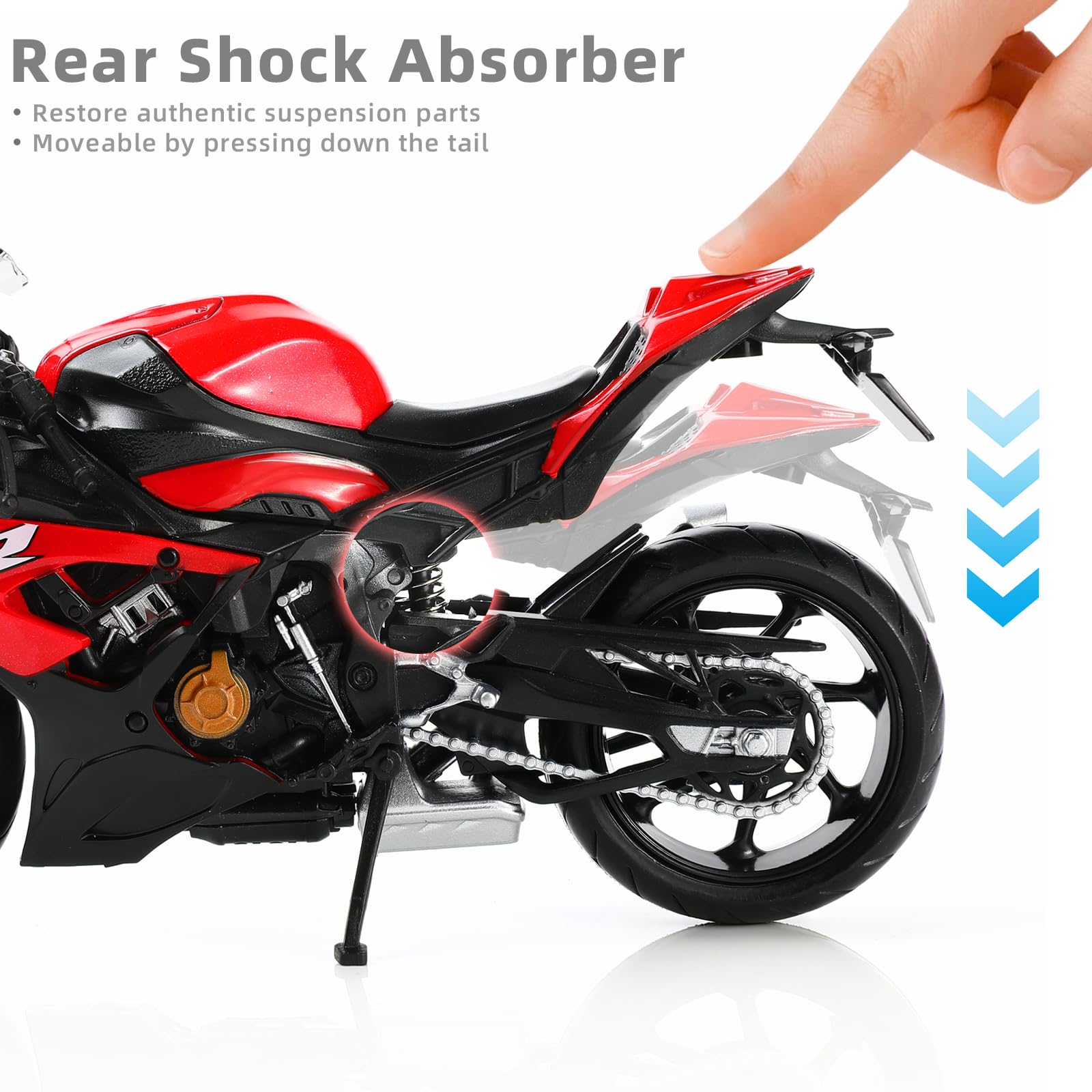 1/12 S1000RR Moto Modèle Jouet Mini Alliage Métal Diecast Blanc - Sport Course Collection Cadeau pour Homme Enfant Garçon