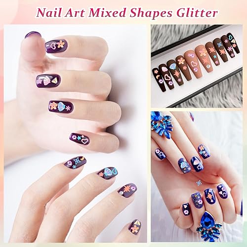 Miniatura 10 de KIMOBER Lentejuelas y lentejuelas mixtas de 1.76 oz, amarillo iridiscente de diferentes formas y tamaños para uñas, manualidades