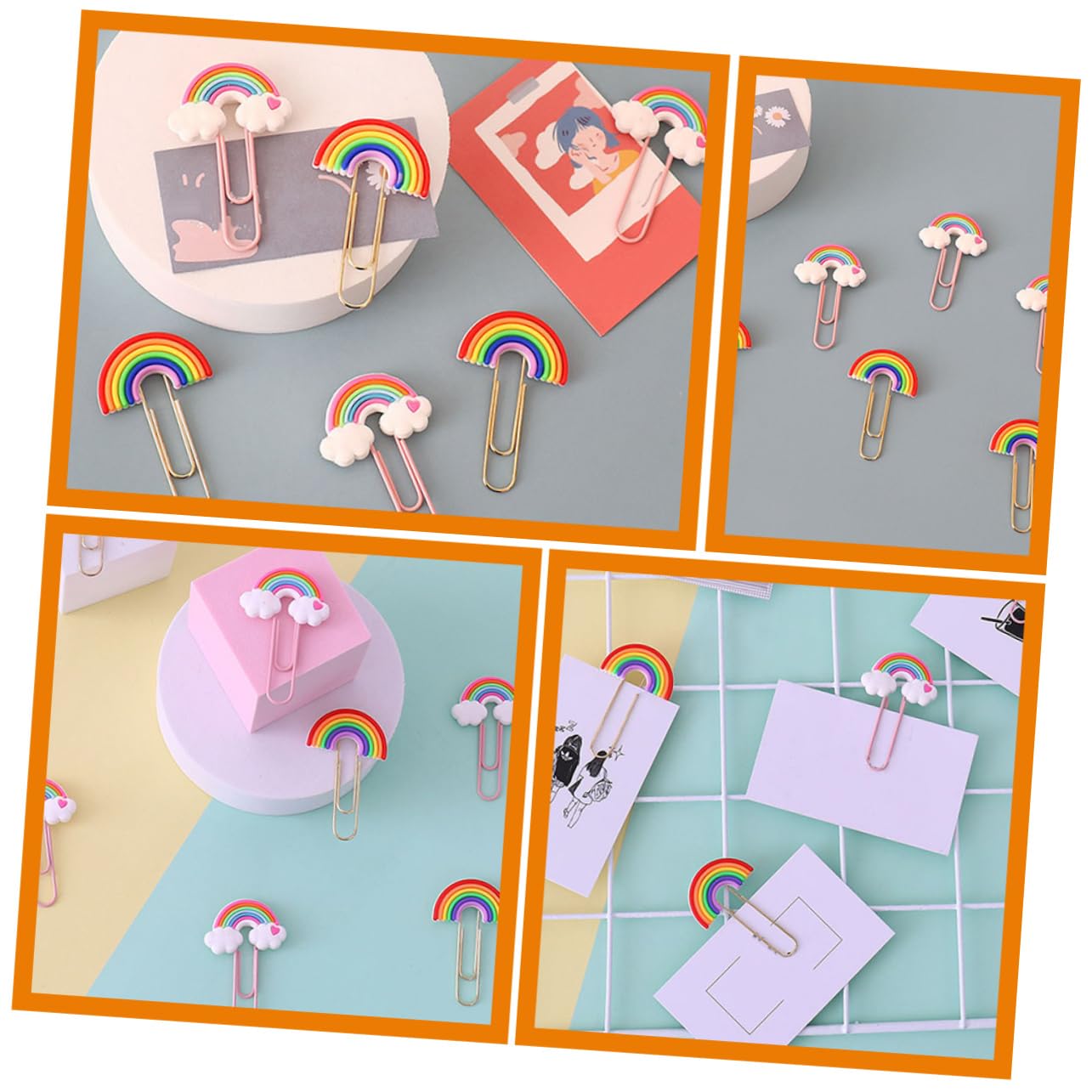 NUOBESTY 5 Sätze Regenbogen-büroklammer Süße Büroklammern Chip-clips Ästhetische Büroklammern Klicker Farbige Büroklammern Pvc Büroklammern Clips (klein Bastelklammern Colorful 16 Stück * 5