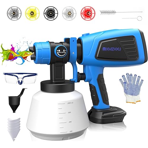 Cordless Paint Sprayer for Dewalt 20V MAX Battery, HVLP Electric Spray Gun, 5 Nozzles & 3 Patterns Spray Paint Gun, for House Painting, Decks, Doors, Walls, DIY(Battery Not Included)