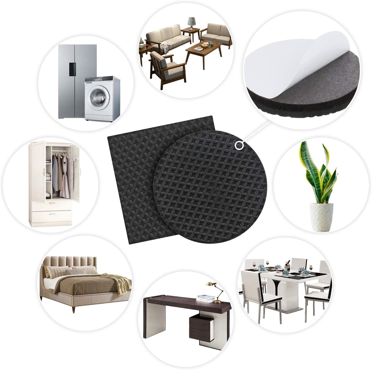 Yelanon Non Slip Furniture Pads -4pcs 6" Grippers Hardwood Floors, Non Skid for Furniture Legs,Self Adhesive Rubber Furniture Feet, Anti Slide Furniture Floors Protectors for Keep Couch Stoppers