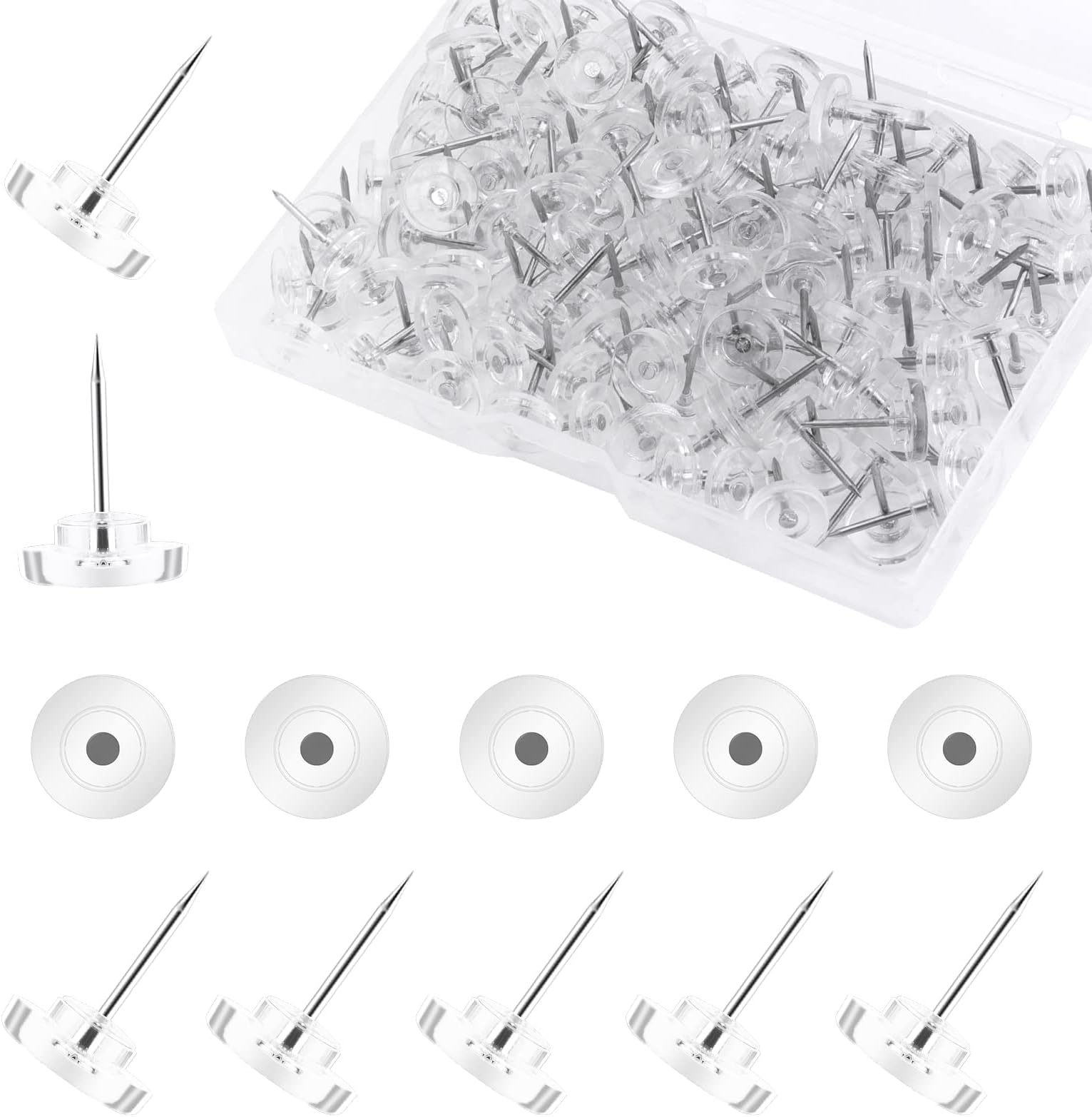 100 Piezas/caja  Chinchetas De Flores Transparentes Para Colgar En La Pared Chinchetas Decorativas Bonitas Para Tablero De Corcho