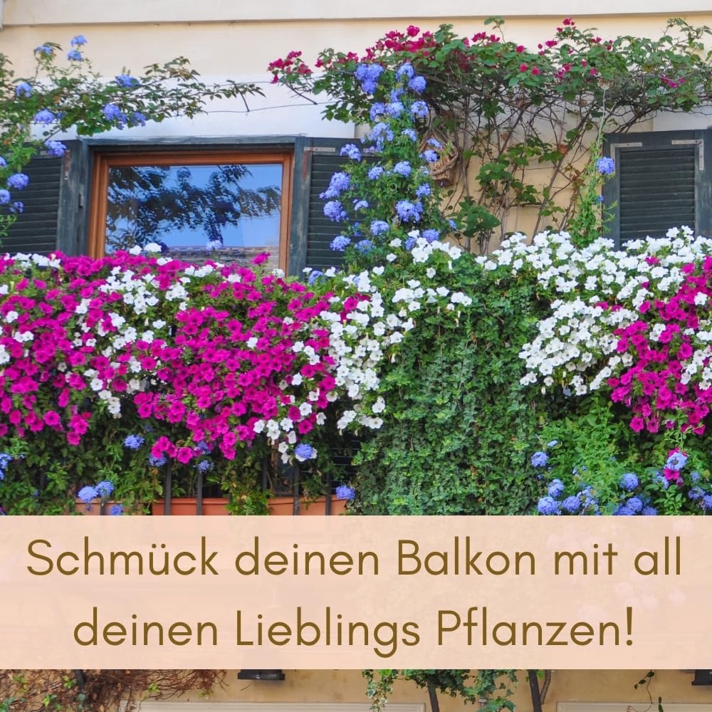 GarPet 4er Set Blumenkasten Balkongeländer Balkon Blumenkasten Balkonkasten mit Halterung Geländerkasten mit Wasserspeicher Rattan Optik Anthrazit 60 cm