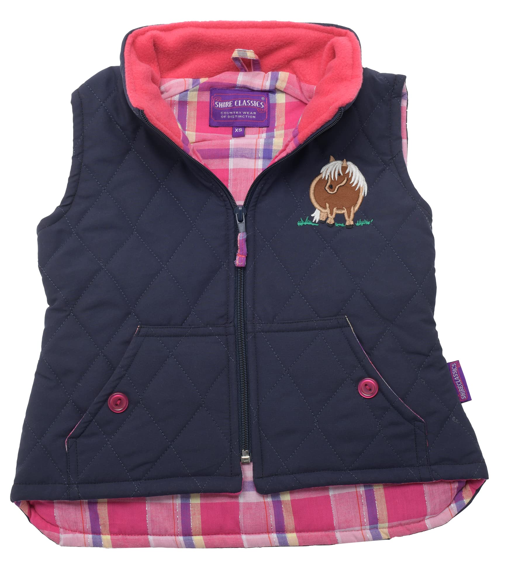 Lambland Girls' Navy Embroidered Pony Gilet Body Warmer – Cozy and Stylish Sleeveless Jacket (UK, Age, 7 Years, 8 Years, Regular, Blue)