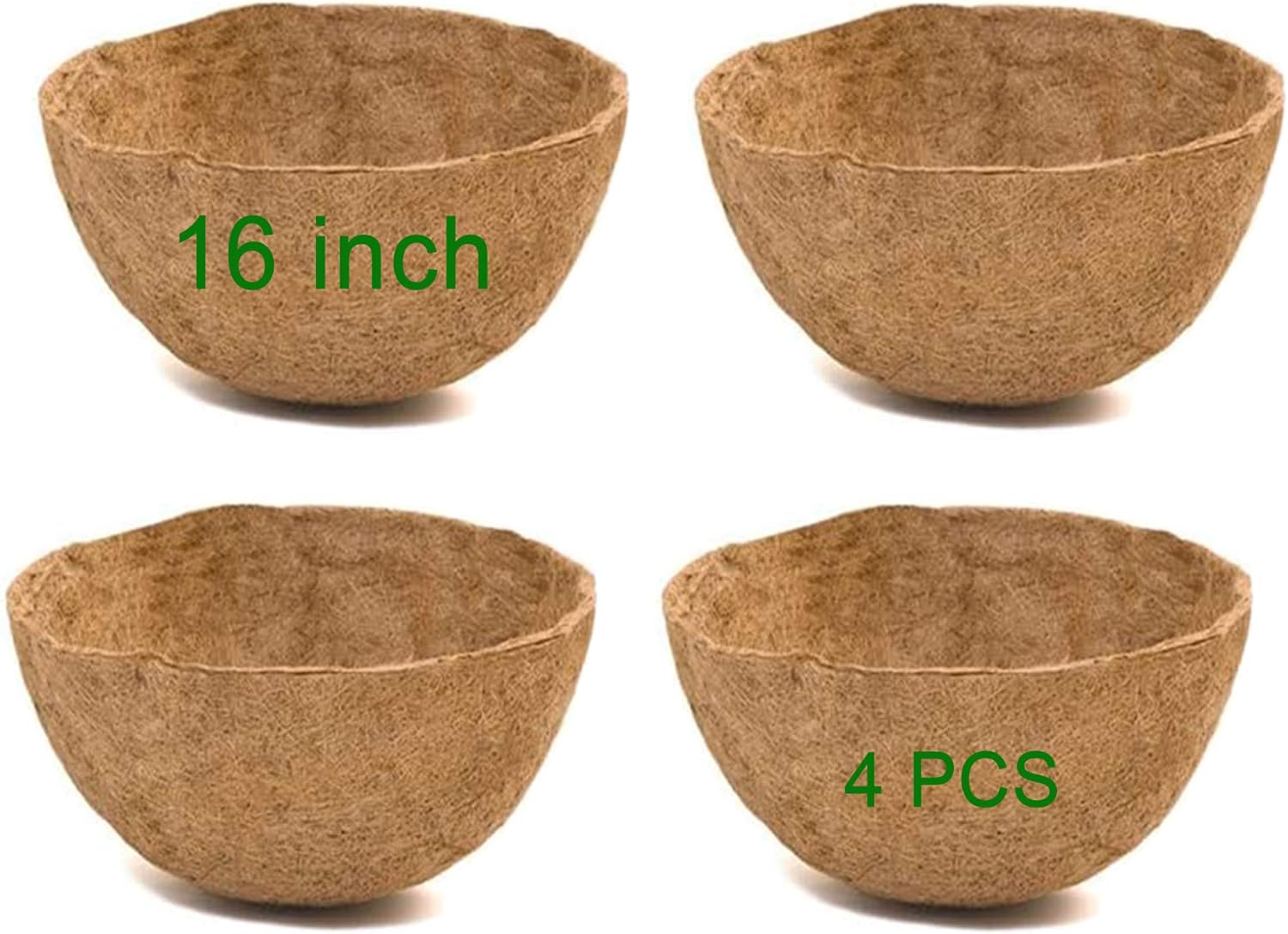 Frillybutts Coco Liners for Planters 16 Inch,4PCS Round
