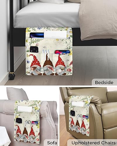 Miniatura 5 de Organizador de reposabrazos para sofá, organizador de mesita de noche, soporte antideslizante para control remoto, gnomos, flores silvestres,