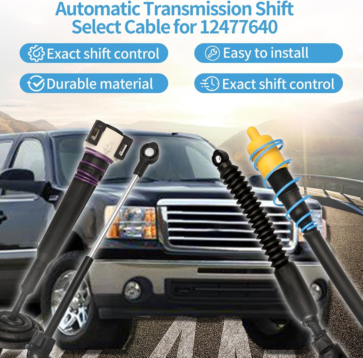 12477640 Transmission Shift Cable Replacement for Chevrolet Chevy Silverado GMC Sierra 1500 2500 3500 Classic 1999-2007, Gearshift Control Cable for 905-144 Range Select Lever Shifter 2Pc