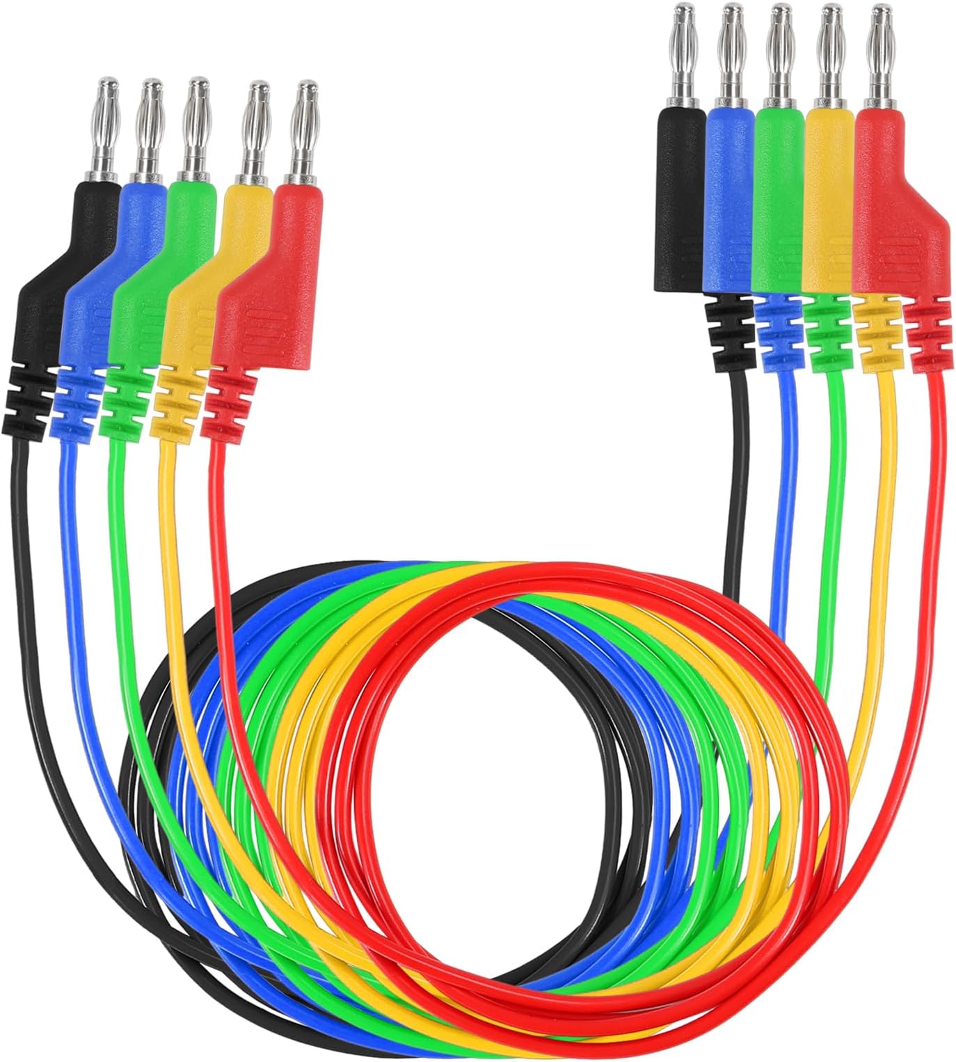 5Pcs Banana to Banana Plug Test Lead 4mm Dual Stackable Banana Plug Wire Test Cable 15A for Electrical Multimeter Testing Wire 1000V -1M
