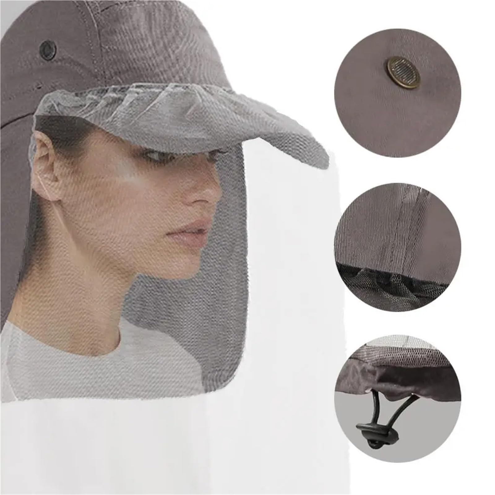 Chapeau anti-moustiques pour les activités de plei Chapeau filet d'extérieur en polyester violet clair, maille fine, visage et cou