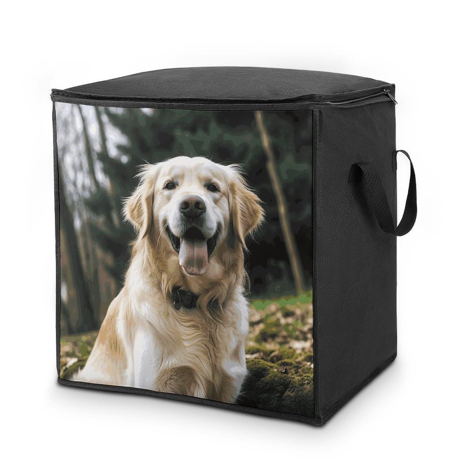Fekiloot Style Funny Golden Retriever Storage Bags With Reinforced Handles,Moving Bag With Zipper,Closet Organizers,Compression Packing Cubes