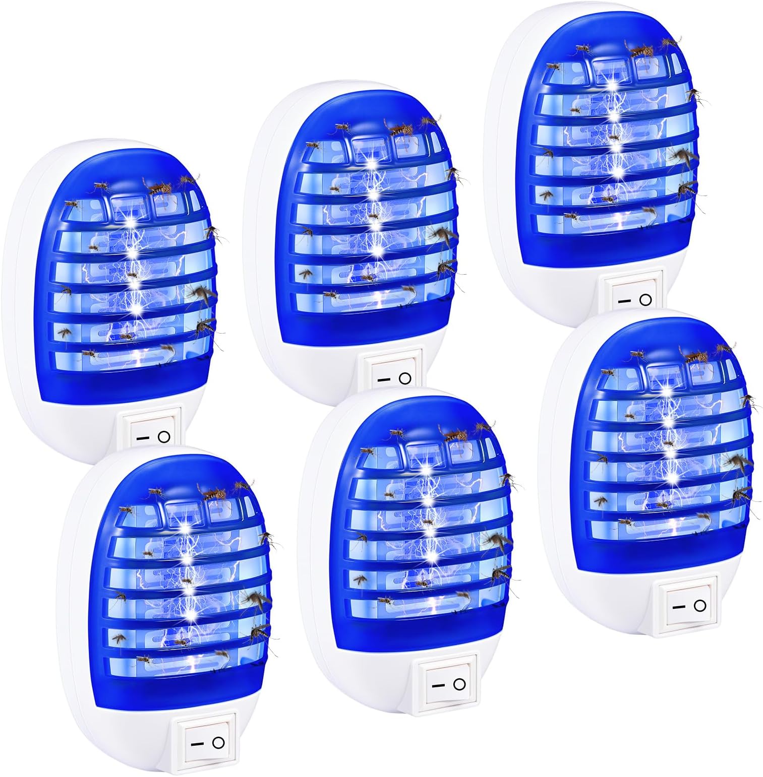 6 Pack Plug in Bug Zapper, Electronic Mosquito Zappers Indoor Bug Zapper Plug in for Flying Insect Automatic Mosquito Trap with Led Light for Patio, Bedroom, Kitchen, Office