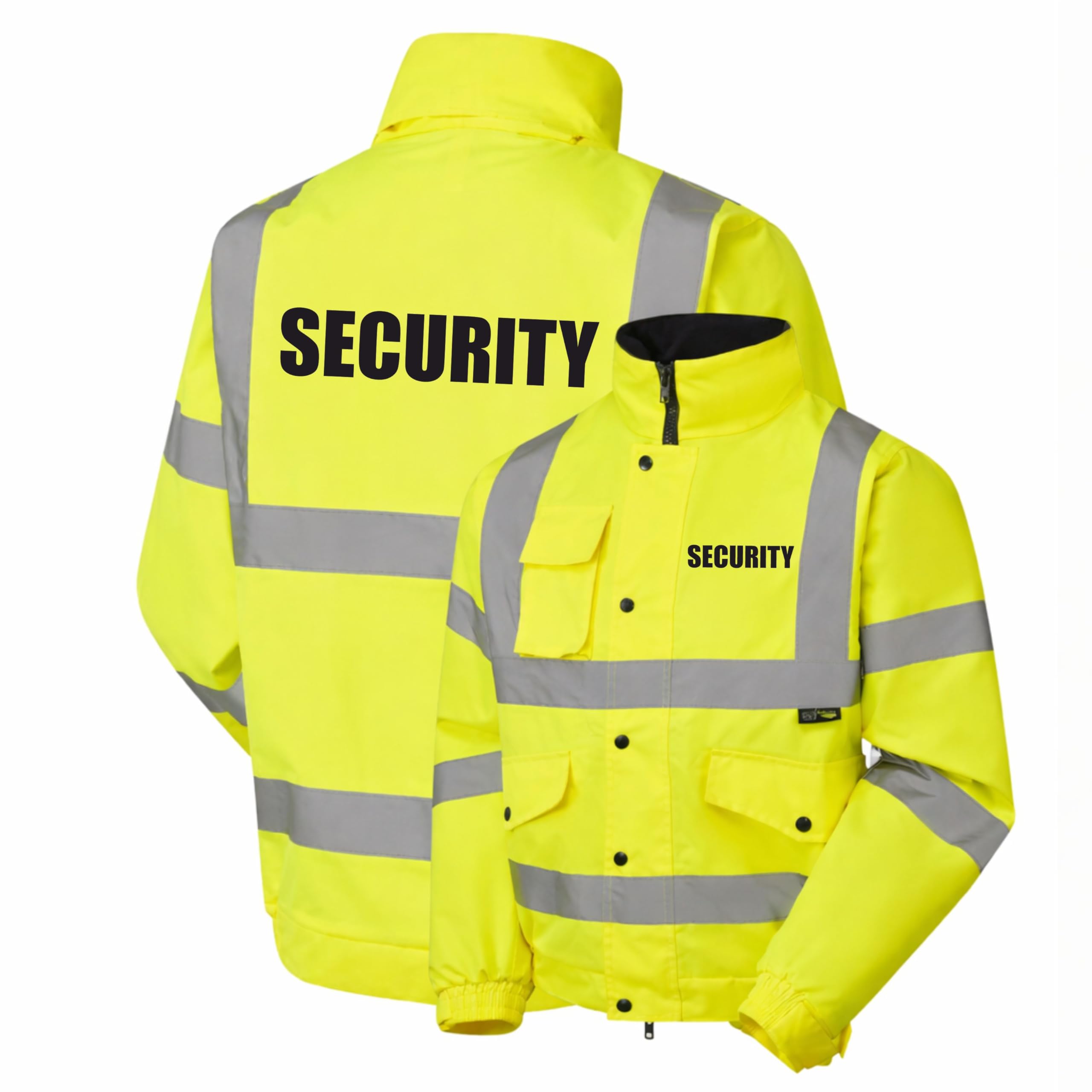Brook Hi Vis Uk Unisex Yellow Security Hi Vis Bomber Jacket Reflective, Waterproof, Conforms To En20471 Class 3, High Visibility, By Brook Hi Vis, Xlarge