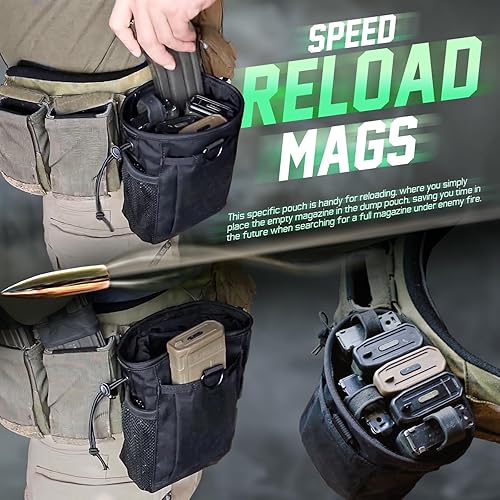Miniatura 2 de Bolsa táctica Molle, bolsa de recuperación de revistas, bolsa de munición Drastring, cinturón de utilidad, ajustable, bolsa militar para exteriores,