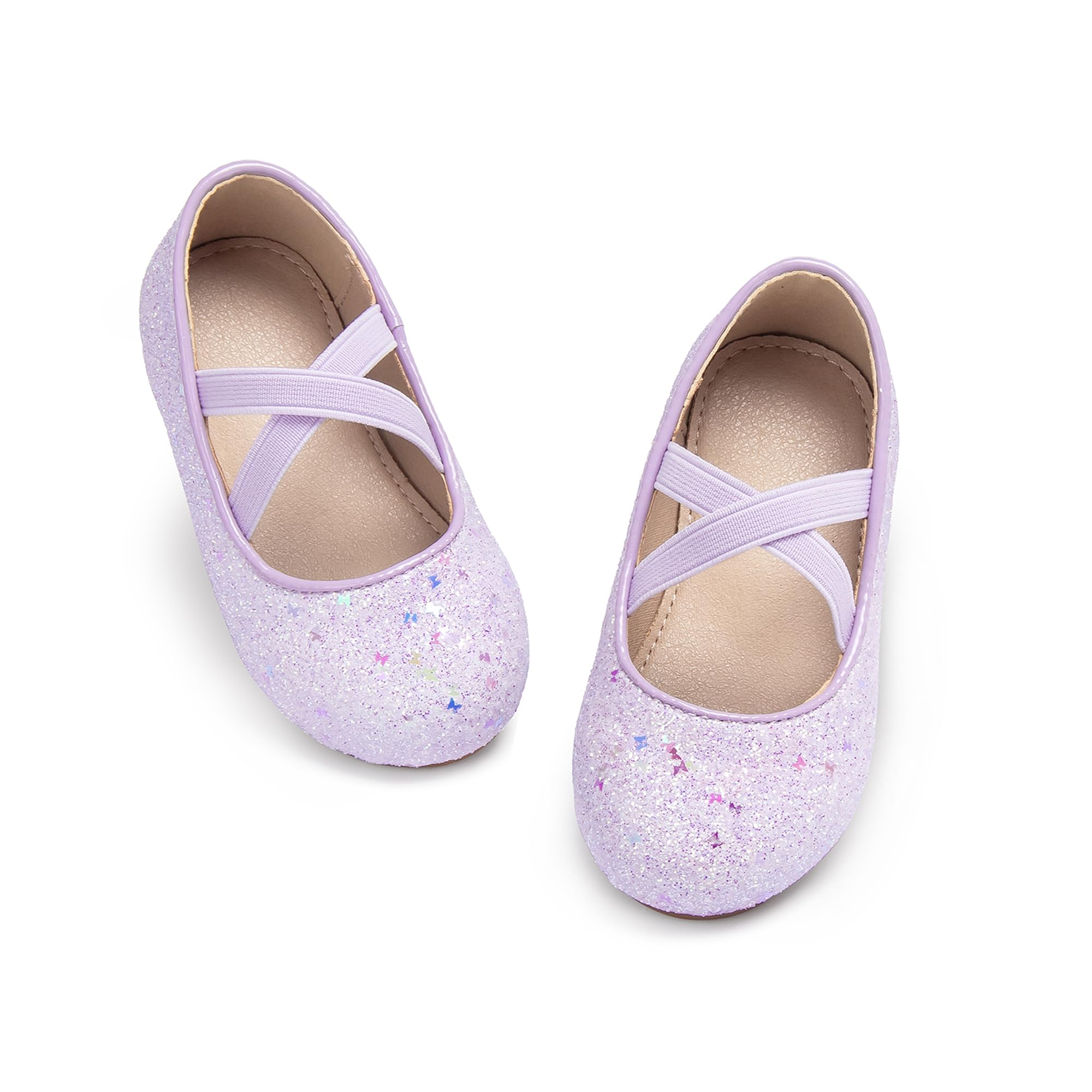 Otter MOMO Toddler/Little Girls Flower Girl Ballerina Flats Light Purple Shoes Size 3 School Party Glitter Dress Shoes