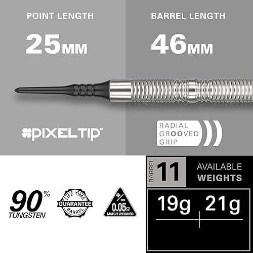 Miniatura 2 de Target Darts Crux 11 - Juego de dardos de punta suave (90 % tungsteno)