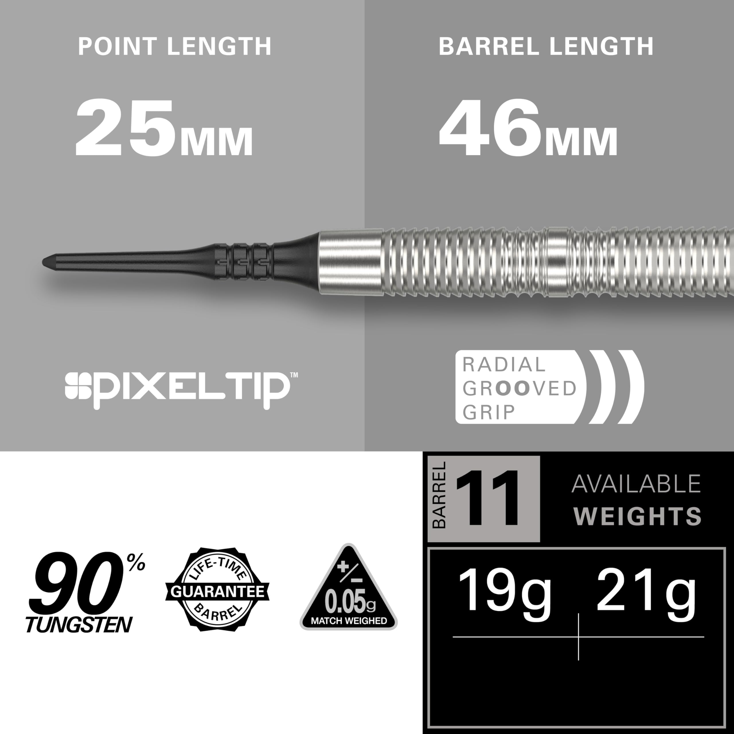 Target Darts Crux 11 19G 90% Tungsten Soft Tip Darts Set