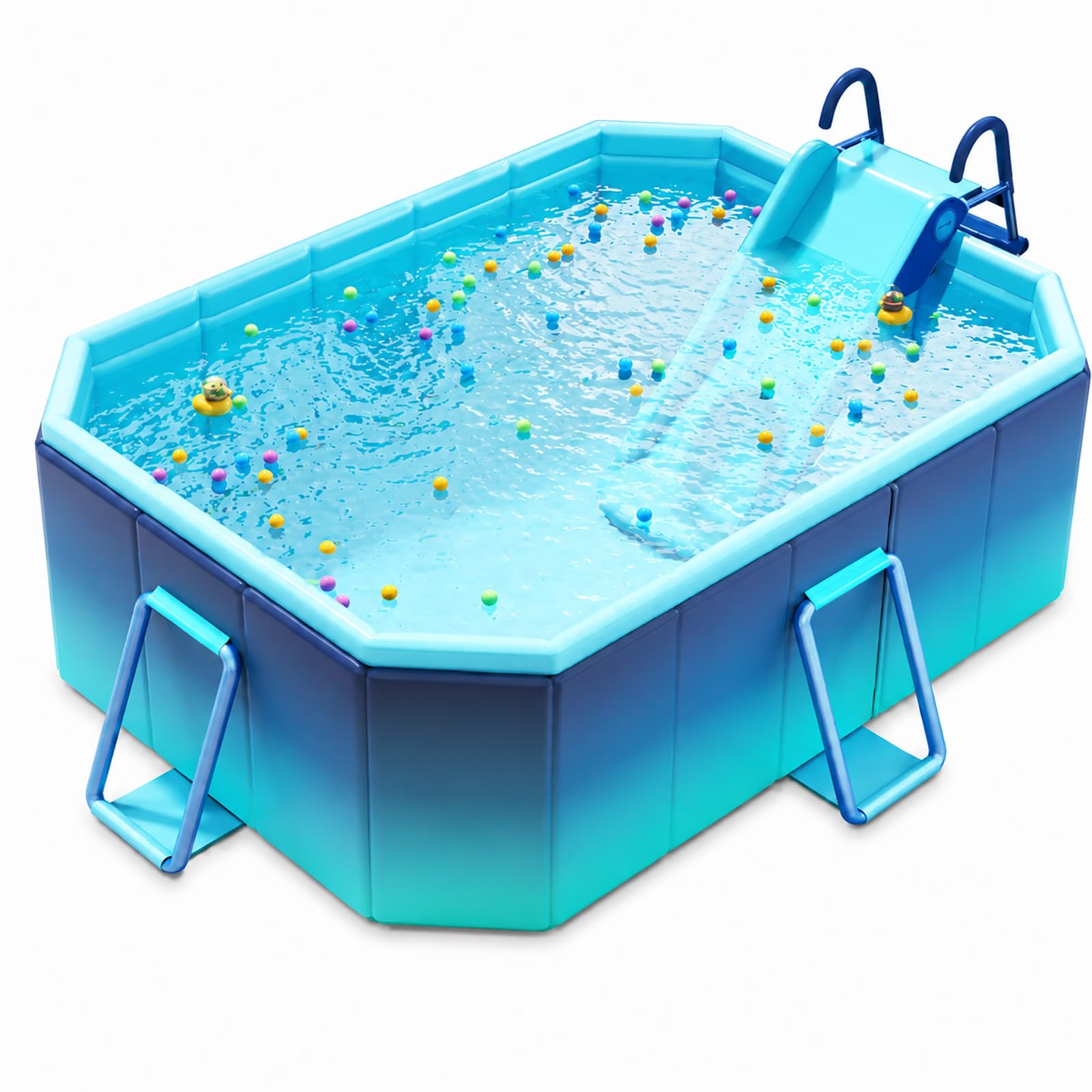 Gran Piscina Desmontable Rectangular con Tobogán Familiar