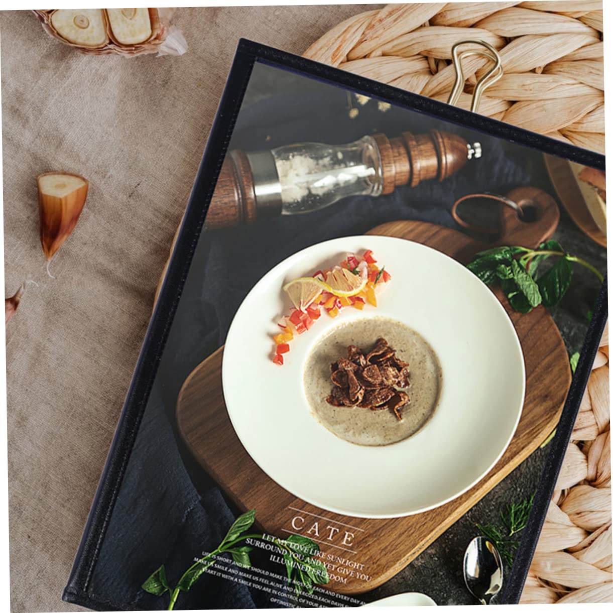 Cabilock A4 Size PVC Menu Holder Protective Cover Restaurant Recipe Protector Metal Edging DIY Menu Making Wide Application