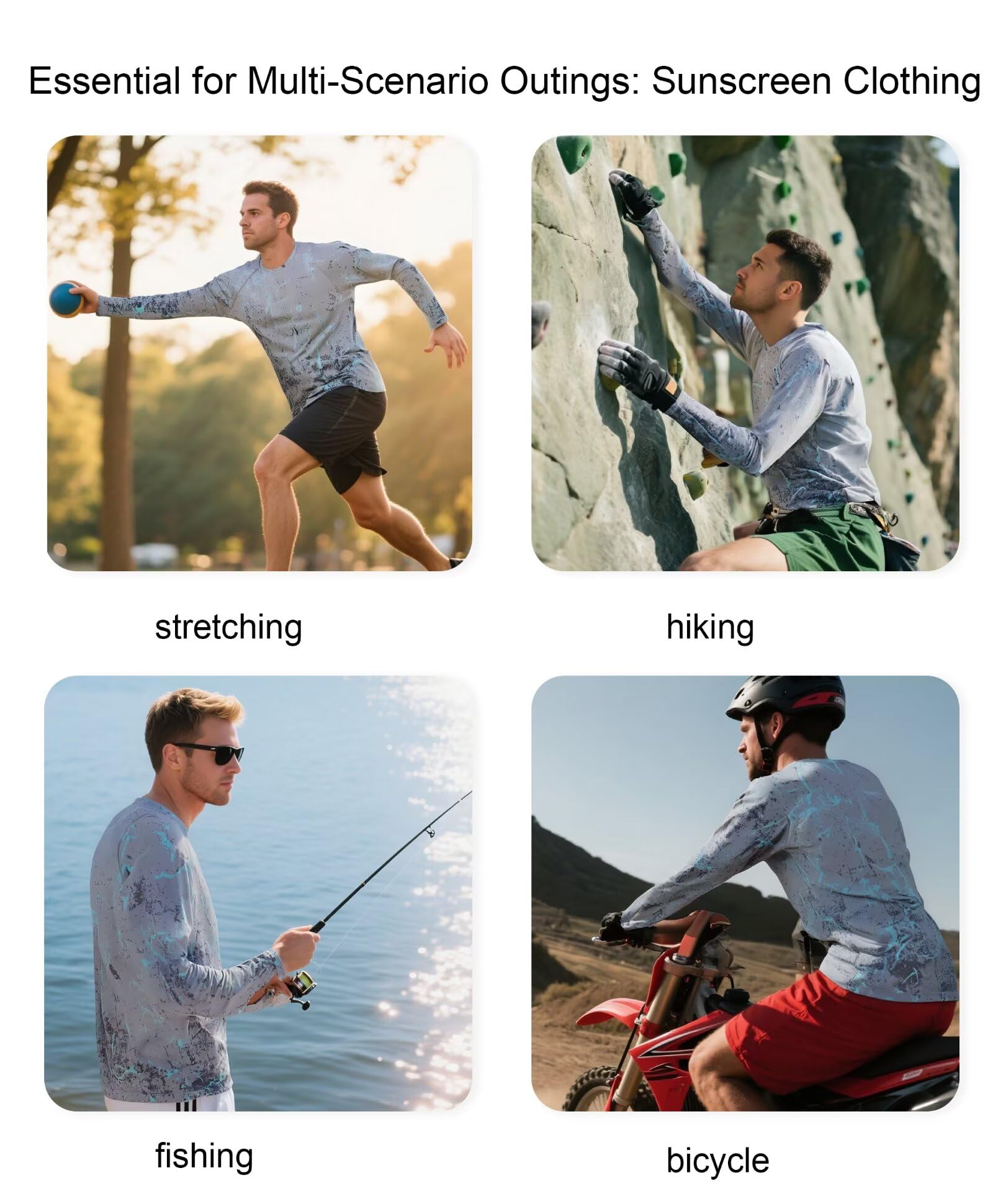 T-Shirt Anti UV Homme Manches Longues - Protection Solaire UPF 50+ Rashguard Respirant, Tee Shirt Rafraîchissant de Sport & Maillot de Corps pour Surf, Randonnée, Baignade