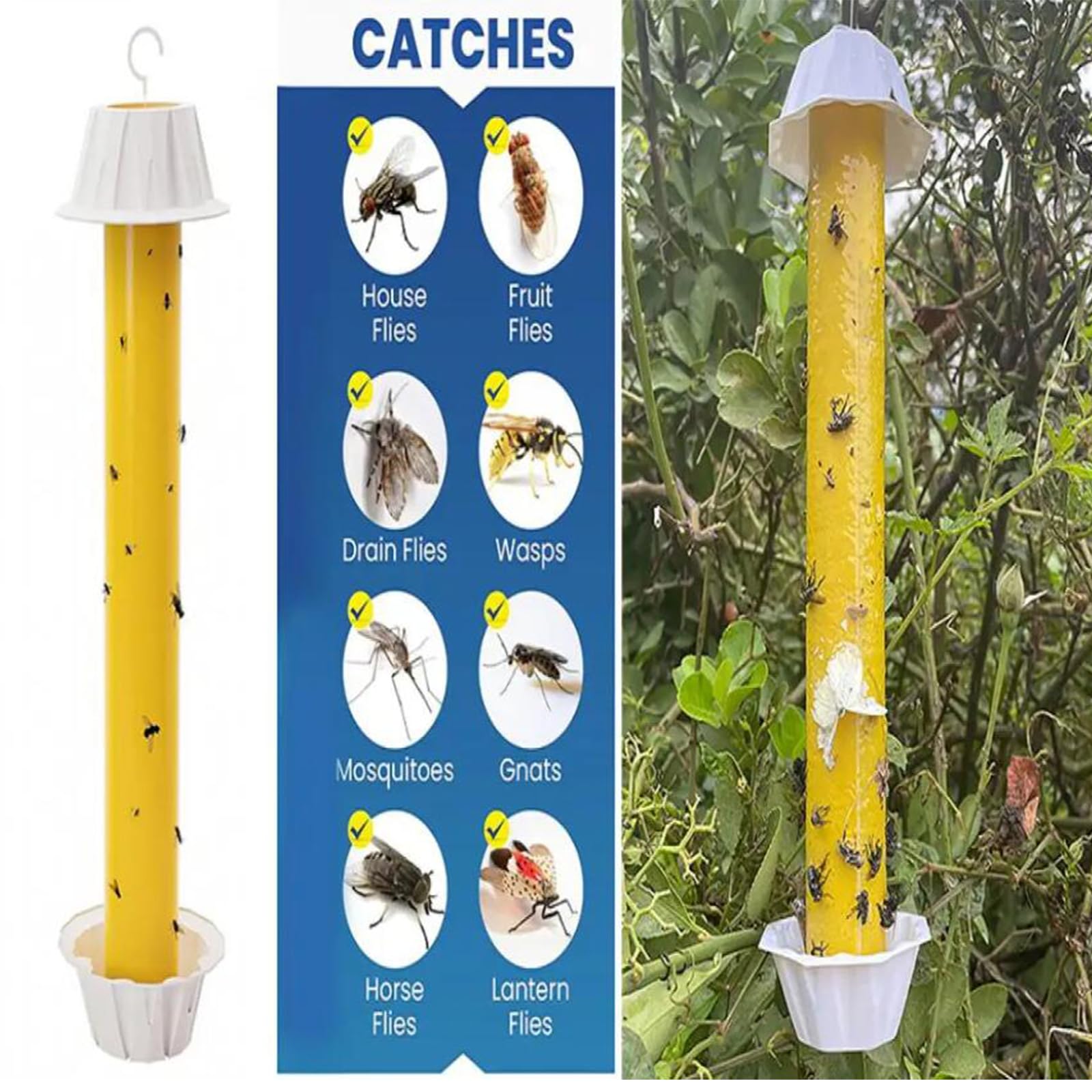 Trampas amarillas para chaquetas y avispas, control eficaz de plagas, paquete de 4