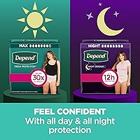 Vista 5 de Depend Fresh Protection - Pañales para adultos, ropa interior para incontinencia y pérdida de orina posparto para mujer, desechable, máxima
