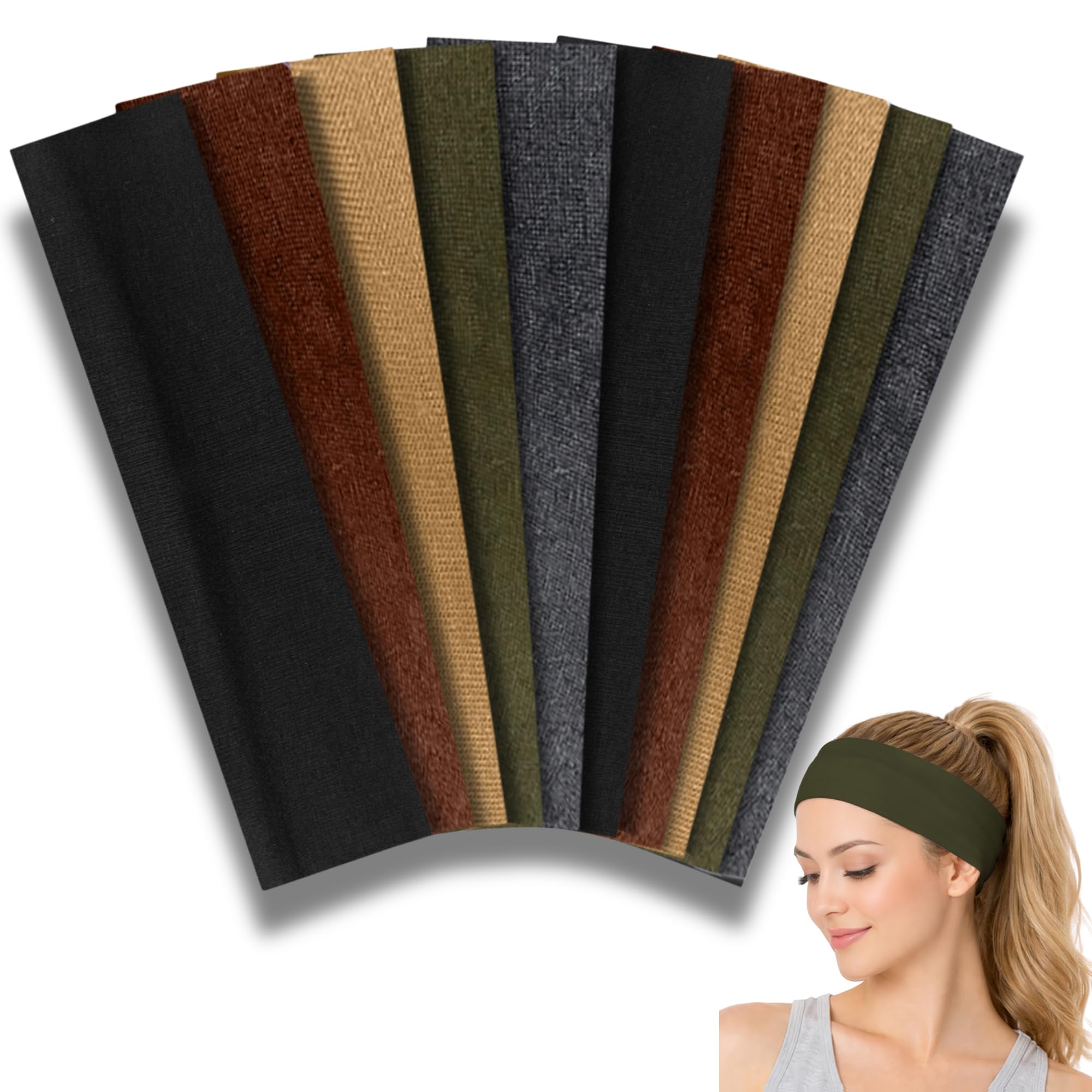 Styla Hair 10 Pack Stretch Headbands Non-Slip Head Wraps Great for Sports, Yoga, Pilates, Running, Gym, Workouts, Baseball, Casual Wear, Gifts & More!