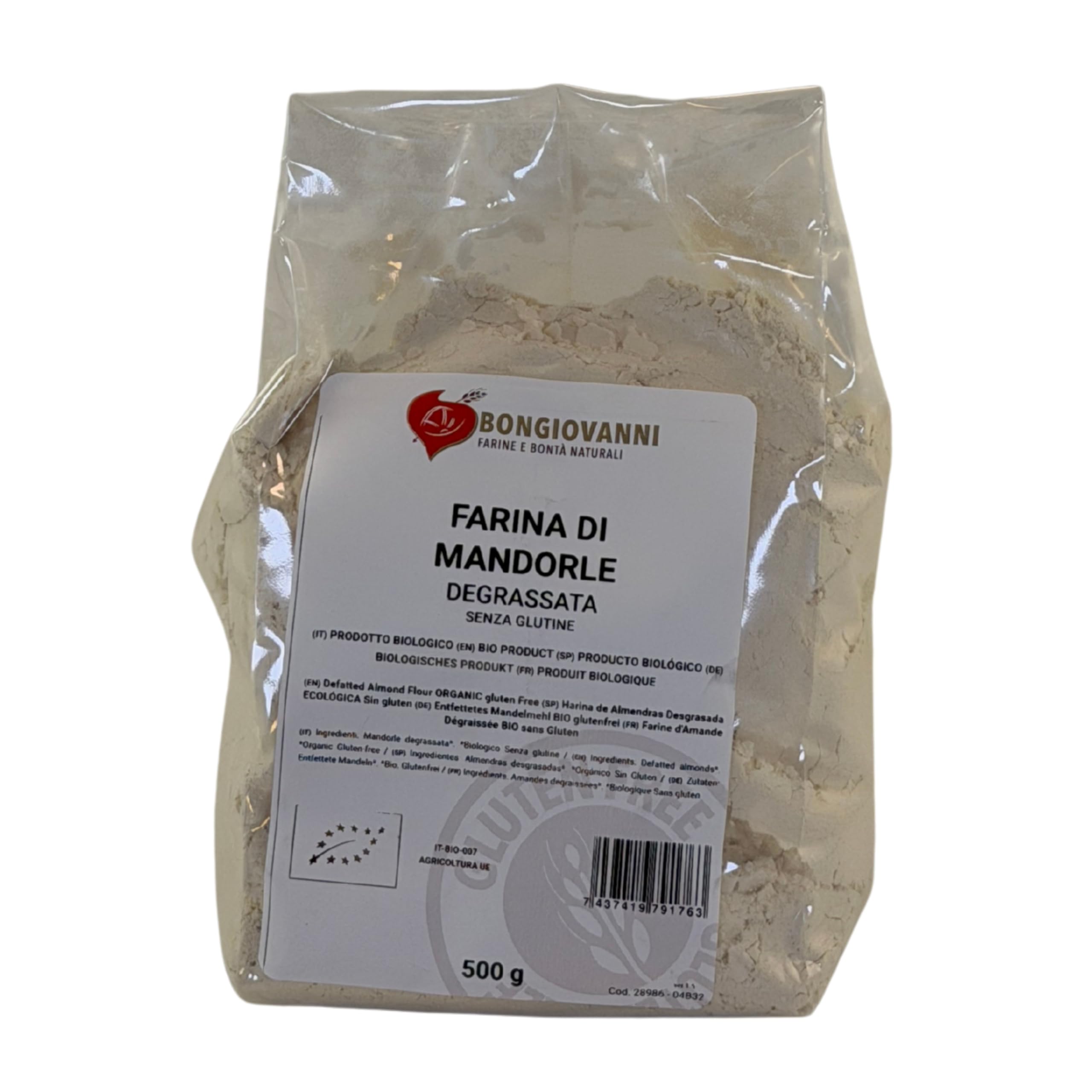 BONGIOVANNI Farine e Bontà Naturali Farina di Mandorle Degrassata Bio Senza Glutine 500 g – Gusto Leggermente Fruttato e Delicato
