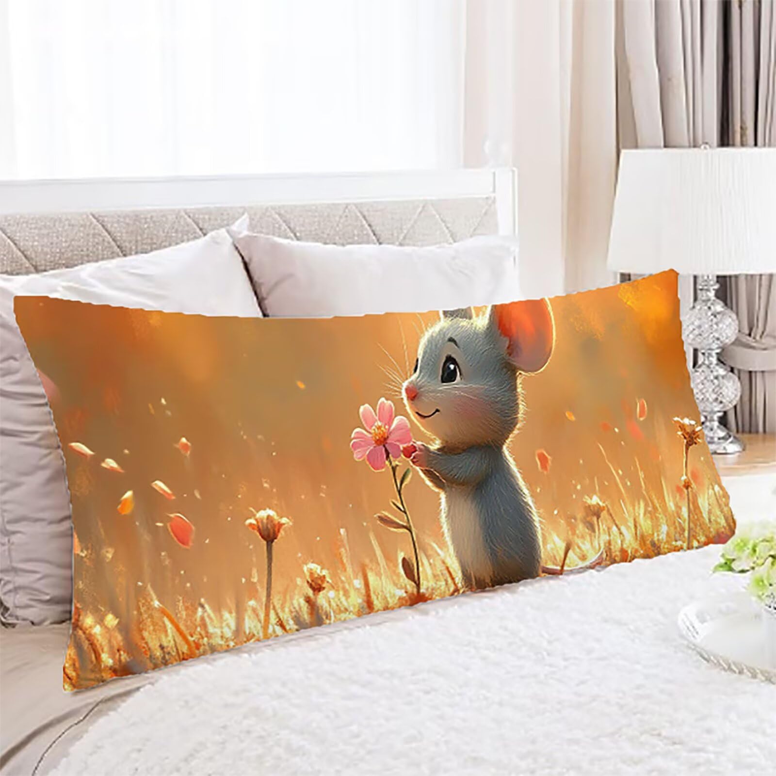 Federe Cuscini Arancione Bruciato Federe Cuscino Letto Animale60x180cm Velluto Copricuscini, Divano Morbida e Traspirante Stampa Fronte-Retro Con Invisibile Cerniera Lavabile per Letto o Divano C0C237