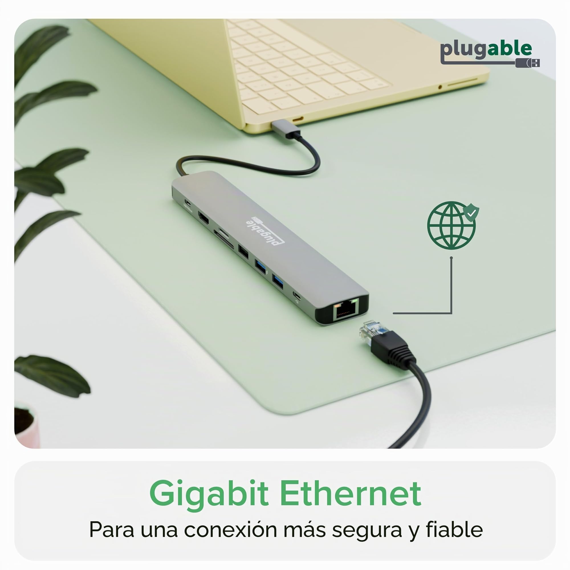 Plugable Hub USB-C 9 en 1 con suministro de energía de 140 W