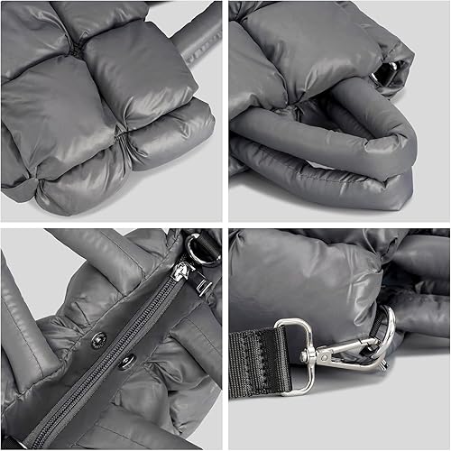 Miniatura 2 de Bolsa de mano acolchada, pequeñas bolsas hinchadas para mujer, ligeras, rellenas de plumón, bolsa cruzada acolchada, bolso de mano para el hombro