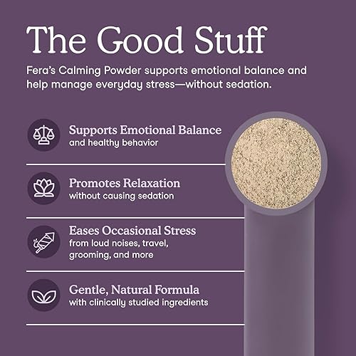 Vista 2 de Fera Pets Suplemento calmante para perros y gatos con probióticos, L-teanina y ashwagandha, apoya el alivio de la ansiedad, promueve la relajación