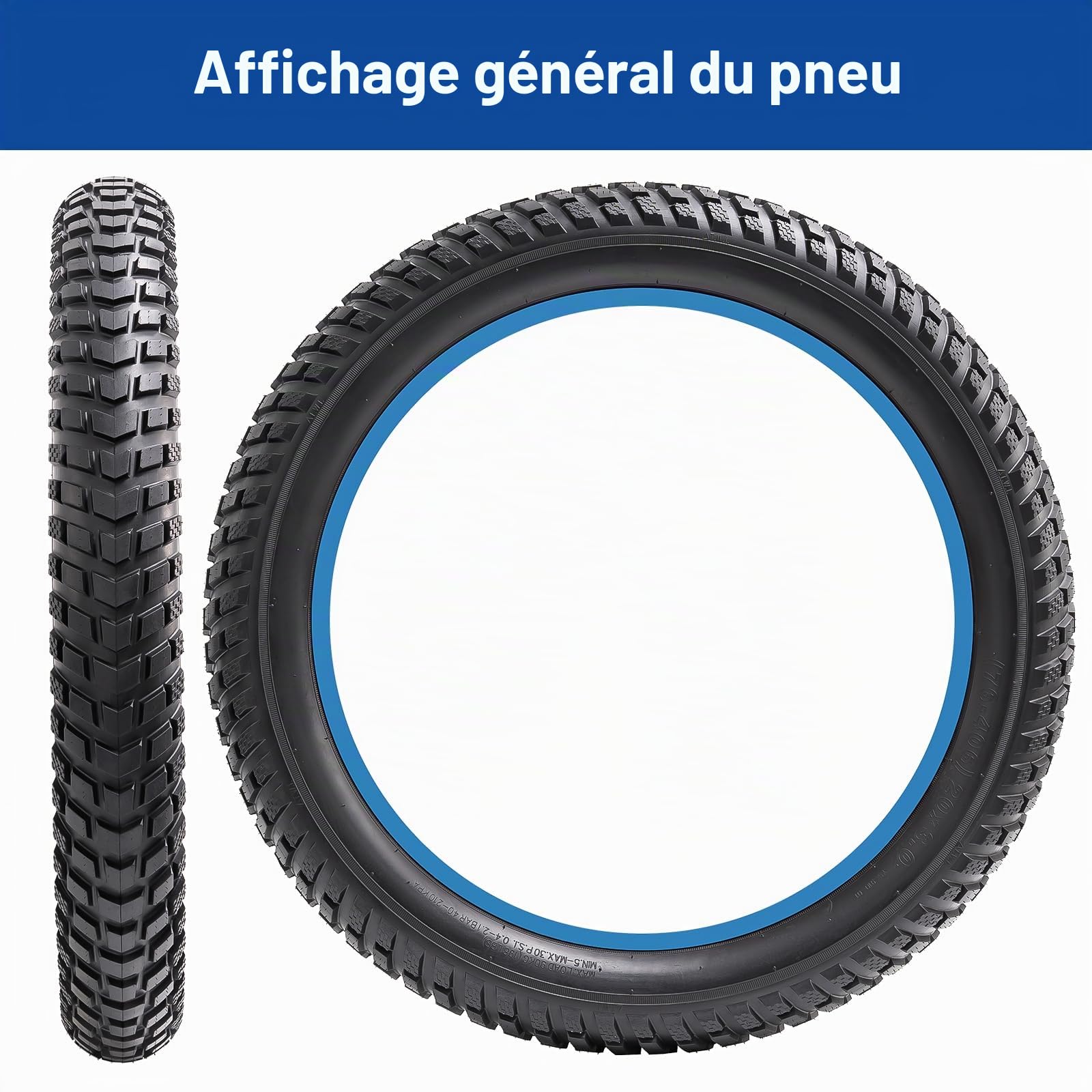 20x3.0 Pneu de vélo 20x3 76-406 Bicyclette Pneus Pliable et 20 Pouces Chambres à air 32mm Valve Schrader, Convient pour 20x2.80 20x3.0 20x3.3 Montagne/Gravier/Ville/Pneus vélo(1-PC)