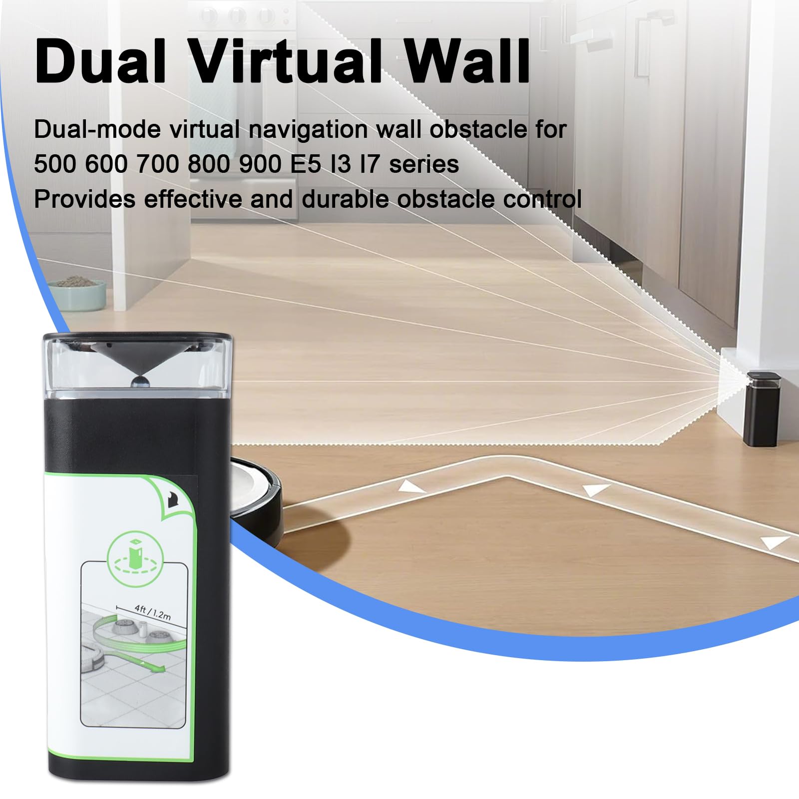 MXJFYY 2-Pack Virtual Wall Barrier per iRobot Roomba, barriera virtuale a doppia modalità Light House compatibile con Roomba 500 600 700 800 900 E5 E6 I3 I4 I7 I8 Series