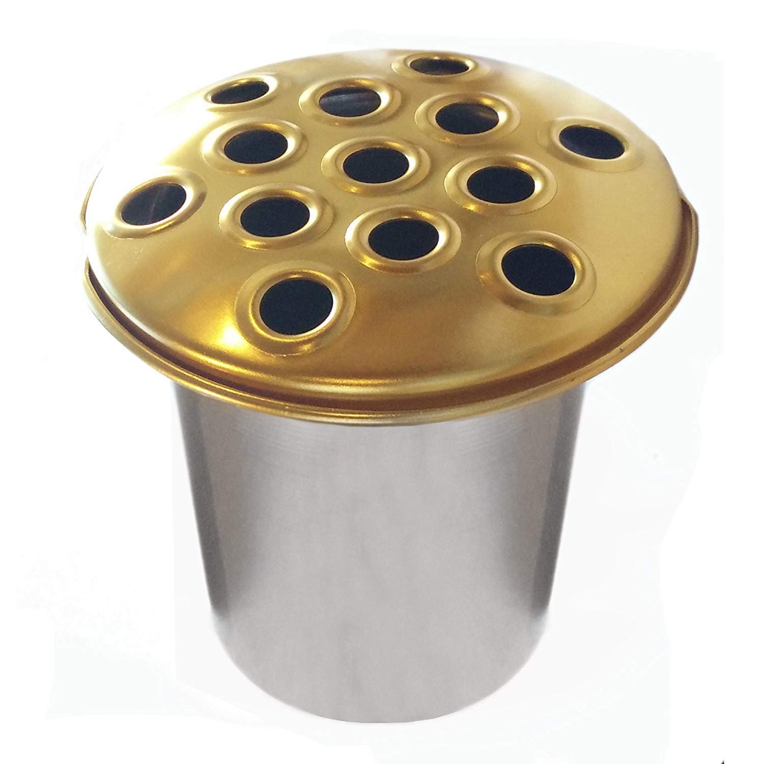 Bountiful HarvestMemorial 12cm tall 5inch wide Aluminium Grave Inserts for Headstones and Grave Vases - Perfect for Funeral Flowers, Grave Ornaments. (Gold Top, 2 Pack)