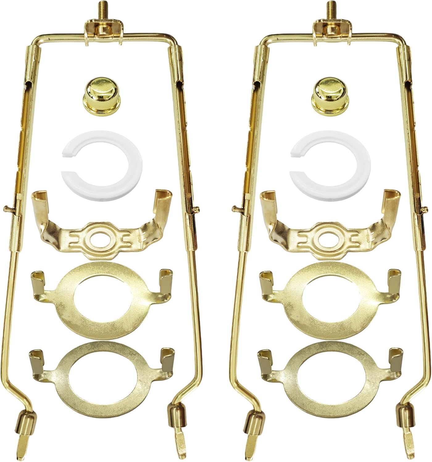 2 Sets Adjustable Lamp Shade Harp Holder Kit, Fits 7 8 9 10 Inch Shades, Adjustable Harp Frame with Finials Standard Saddle E14 E26 E27 Light Base UNO Fitter Adapter (Black)