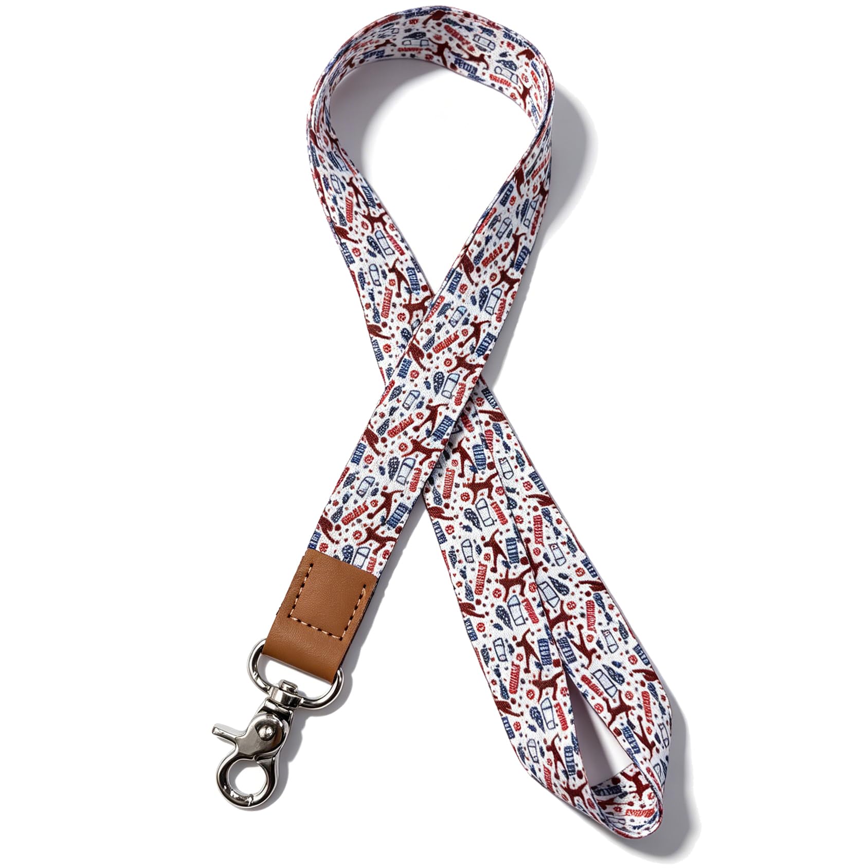 Lanyard for Keys and ID Badges, Neck Lanyard with Metal Clasp, Polyester Lanyard with Leather Accent