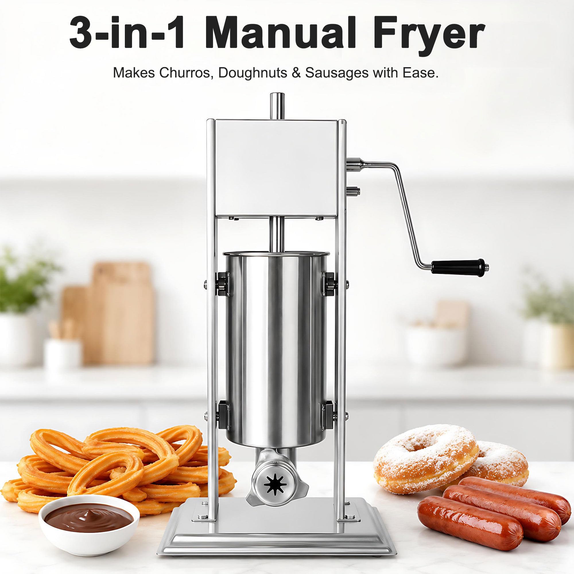 Insaccatrice Verticale 3/5/7L Acciaio Inox 304, 5 Tubi, Doppia velocità 15LB~7L | In dotazione con tubi di ricambio e coperchio protettivo, pronto all'uso fin dalla prima apertura.