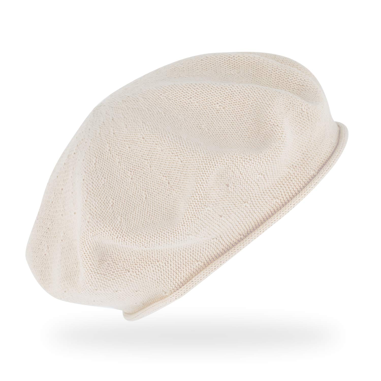 fiebig Feinstrickbaske mit Rollrand | Barett in OneSize aus Baumwolle | Leichte Wollbaske in vielen Farben