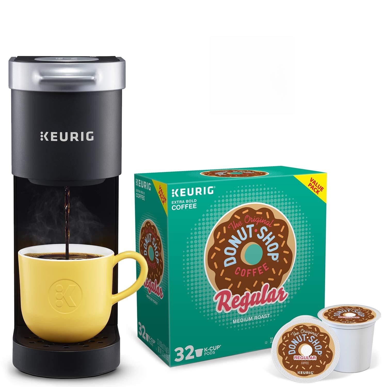 Keurig K-Mini Single Serve Coffee Maker with Donut Shop Coffee Pods 32 count