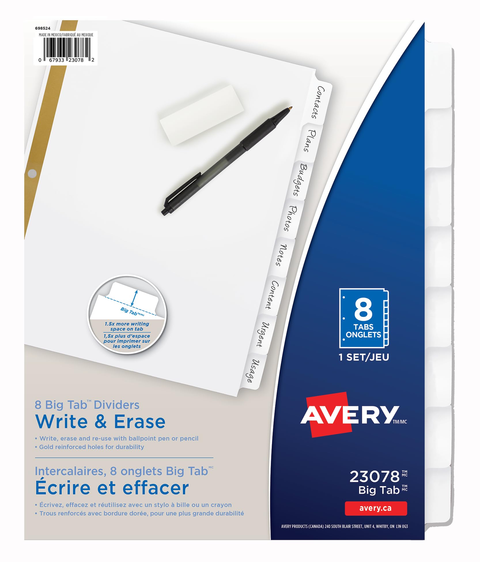AVERY Big Tab Write-On Dividers, 8-Tab Set (23078) image 6