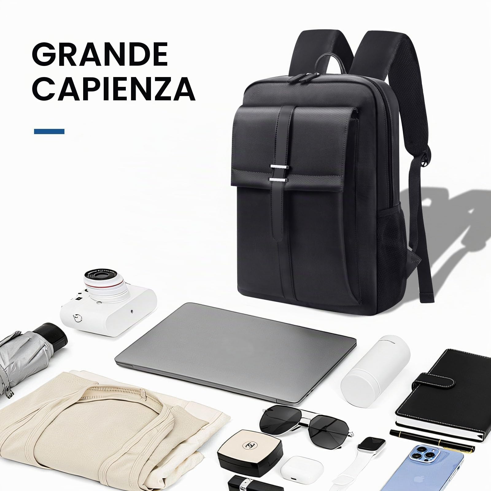 Zaino Uomo Antifurto, Zaino Porta PC Uomo Con Multi-scomparti, Notebook, Per Viaggio d'Affari, Lavoro, Scuola