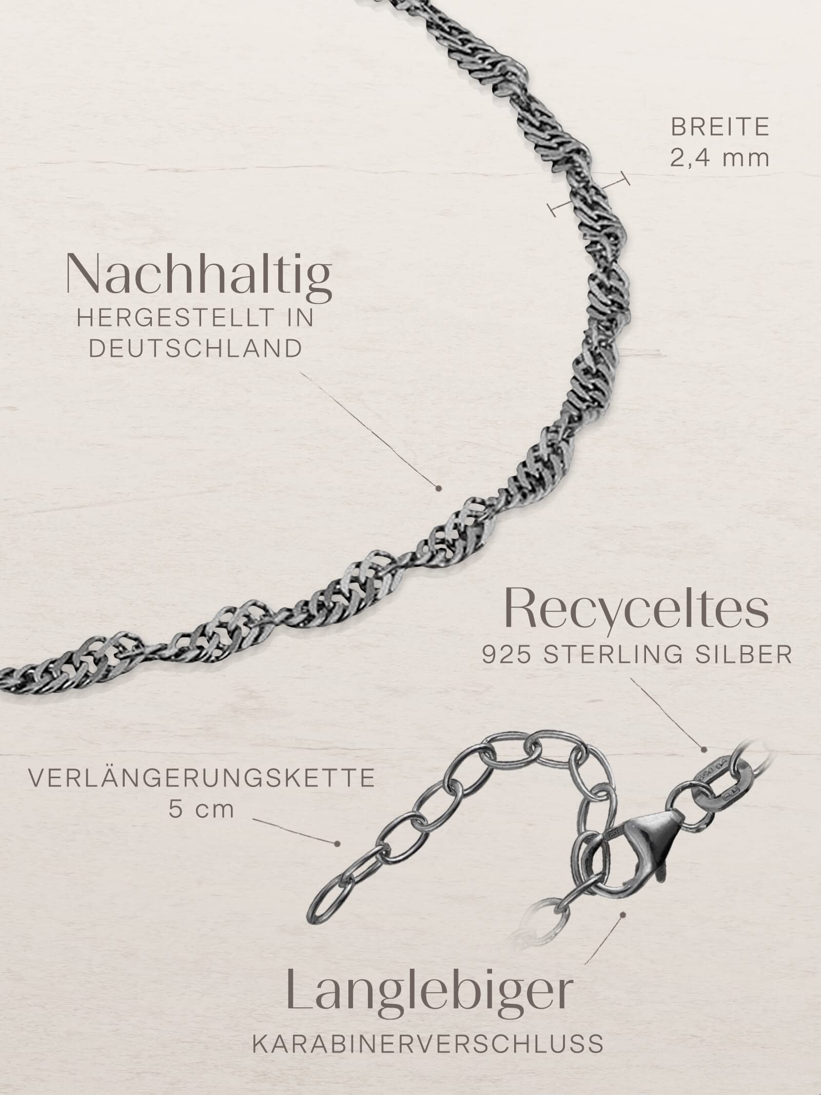 modabilé Damen Fußkette Schwarz Rhodiniert verstellbar 925 Sterling Silber Singapurkette (2,4mm Breit 23cm - 28cm) ohne Anhänger Schwarzes Fußkettchen