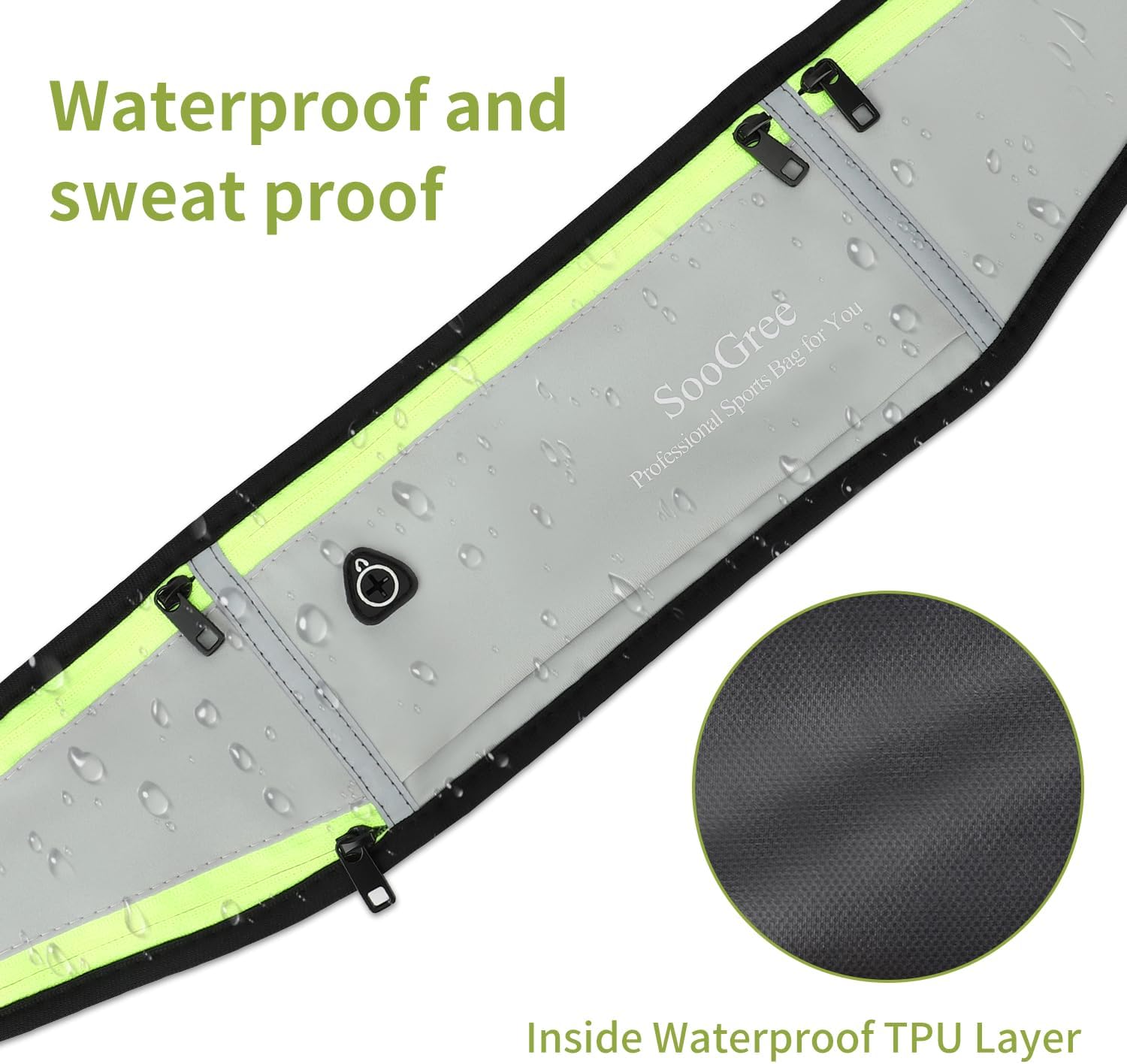 Men Women Running Belt Fanny Pack,Reflective Workout Sport Waist Pack Bag,Running Phone Holder Belt with Water Bottle Holder, Ideal for Running,Walking,Cycling,Gym Workouts (GSP1189-Black) - Image 3