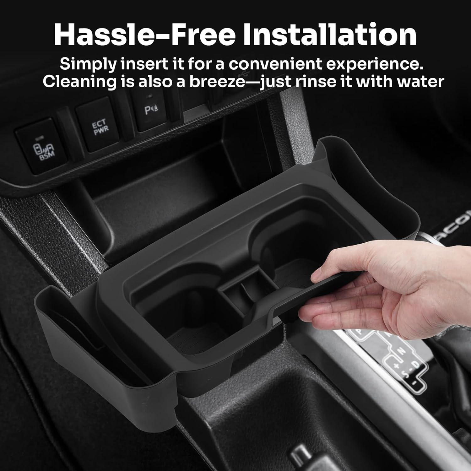 Autorder Center Console Cup Holder Insert for 2016-2023 Toyota Tacoma Interior Accessories, TPE Silicone Material 2-in-1 Center Console Drink Cup Holder Insert