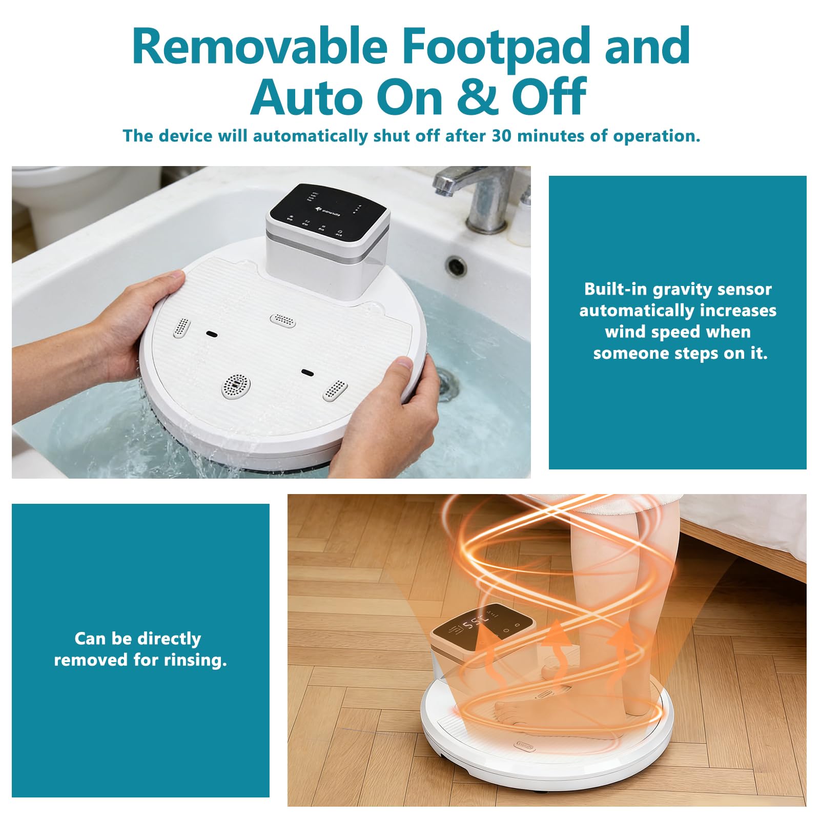 Sèche-corps complet 2500 W, séchoir pour le corps après la douche avec 4 vitesses de réglage de l'air froid/chaud, machine de séchage à panneau tactile pour pieds avec préchauffage et arrêt