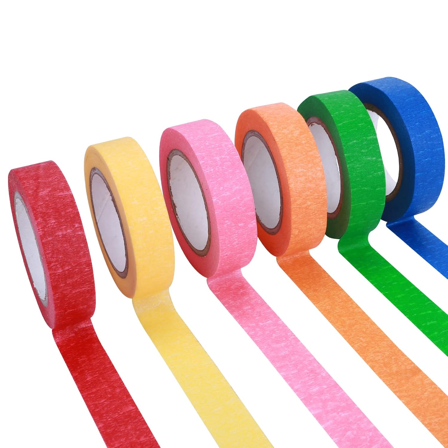 Abeillo 6 Rolls Colored Paper Tape Rainbow Tape 40ft 15mm Wide Writable Masking Tape for